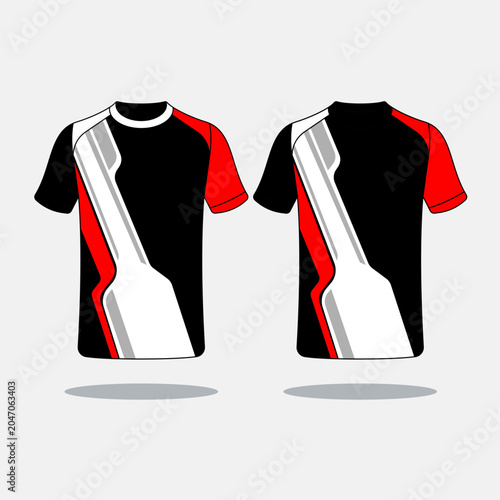 Sports t-shirt with lines and red colors design vector