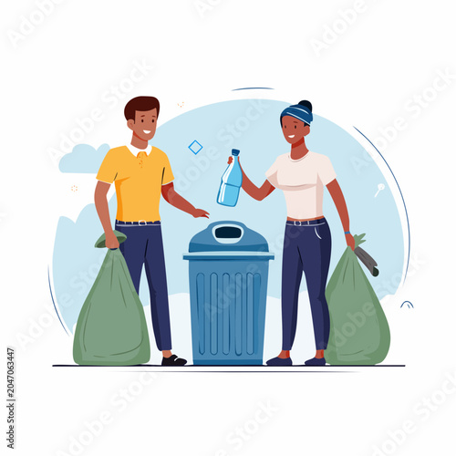 People Recycling and Cleaning Up Trash
