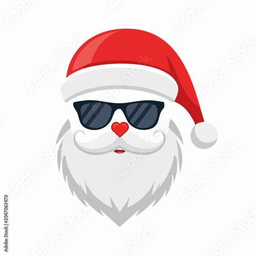Santa Claus face with sunglasses and red hat