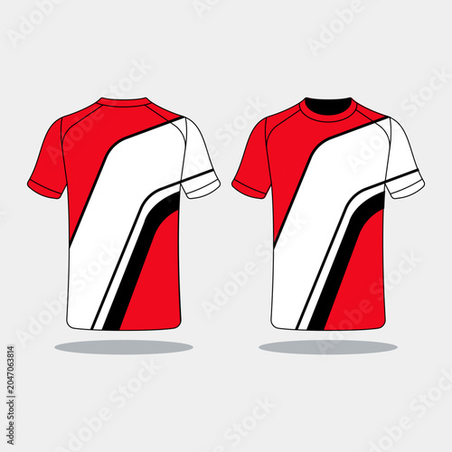 sports t-shirt with modern red colored stripes Vector design