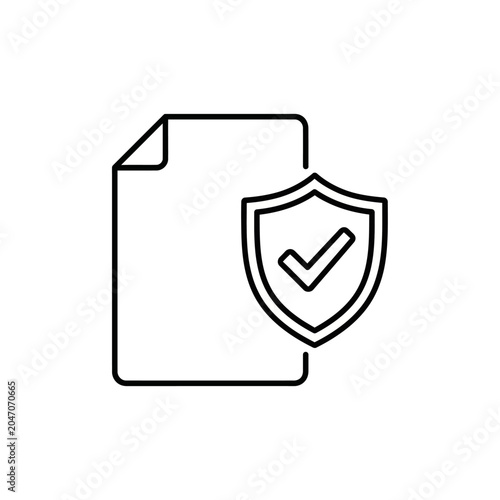 Document protection icon with file and verified shield