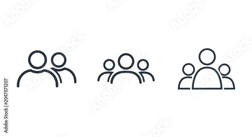 Group of people icons representing community and togetherness in simple line art for design and illustration.
