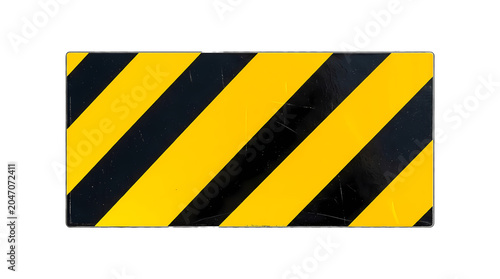 Yellow and Black Diagonal Stripe Warning Sign
