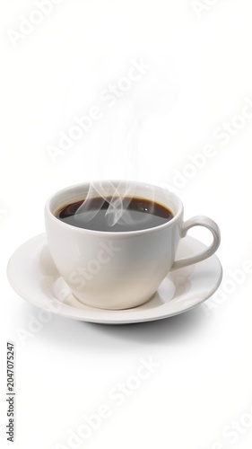 Steaming coffee cup isolated on white background