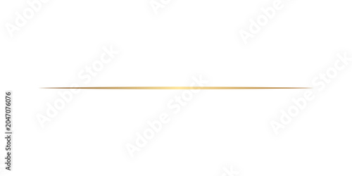 Obraz na płótnie Golden horizontal straight line on isolated transparent background