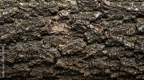 Close Up of Rough Bark Texture on Tree Trunk in Natural Forest Setting