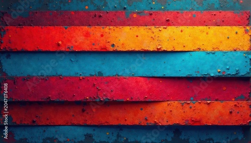 Colorful grunge horizontal stripes, deep reds and blues , red, aged