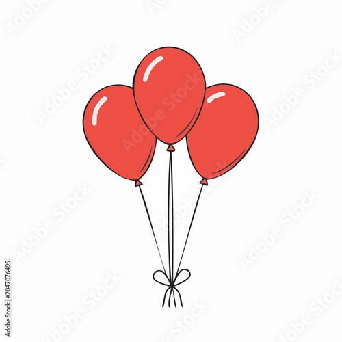 Three Red Balloons Tied Together with a Bow