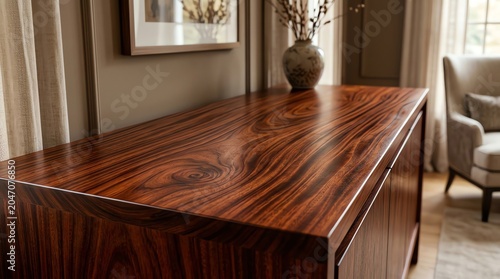 Elegant Wooden Sideboard with Rich Grain Finish in Classic Living Room Setting