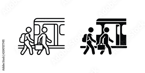 Quadro em tela Commuter Icons, Public Transit People, Subway Passengers, Urban Travel Vector Se