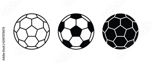 Foto Soccer Balls Collection: Outline, Filled, Silhouette Icons for Sports and Games