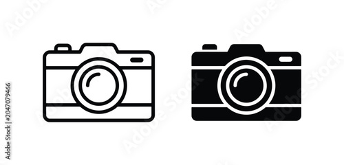 Cuadro en lienzo Camera Icons: Outline and Solid Fill Vector Graphics for Photography and Imaging