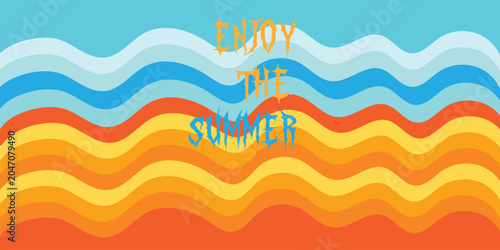 Enjoy the Summer Vibrant Retro Wavy Abstract Background Vector Illustration with Colorful Summer  Waves and Modern Tropical Design Theme for seasonal marketing template