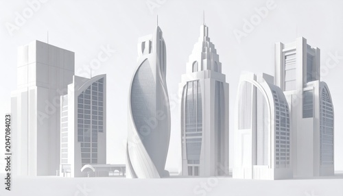 Modern Futuristic City Skyline with Sleek Architecture