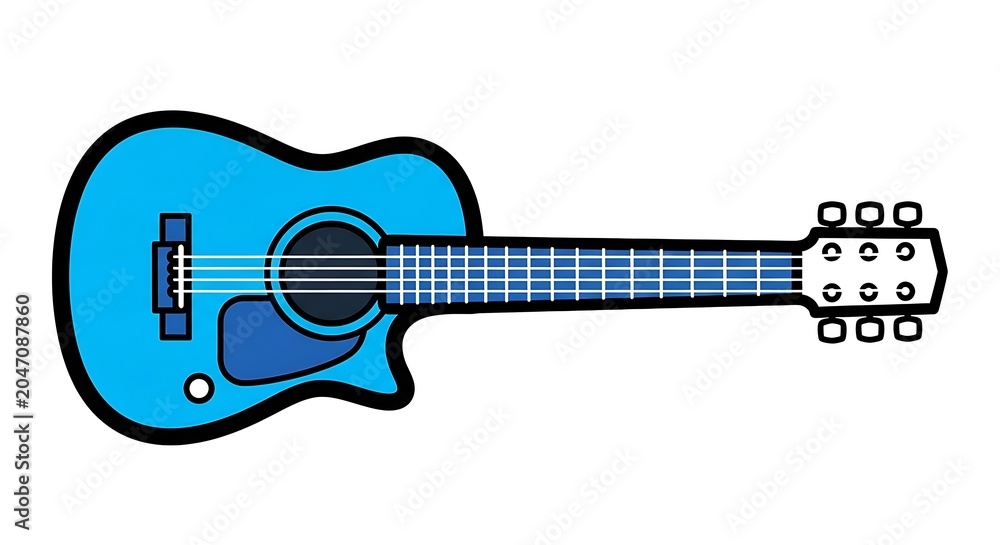 Fototapeta premium Blue electric guitar with amplifier and cables.