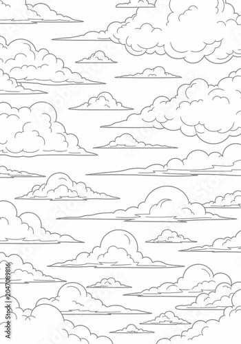 Soft white clouds in a blue sky illustration