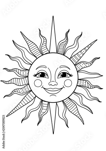 Smiling happy sun with rays illustration