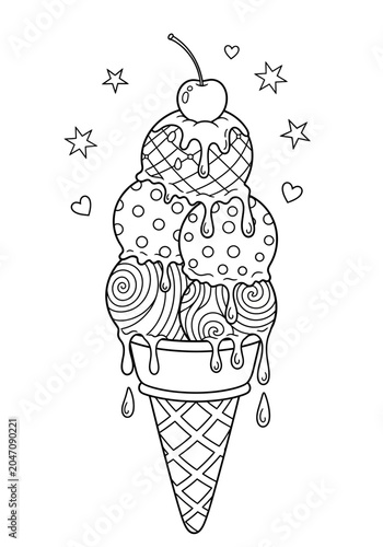 Colorful ice cream cone with sprinkles illustration
