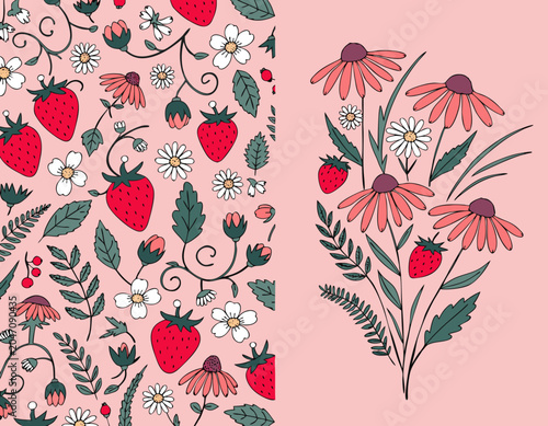 

Elegant seamless floral pattern with vintage pink roses, green leaves, and butterflies, creating a nature-inspired vector illustration for fabric wallpaper and textile decoration