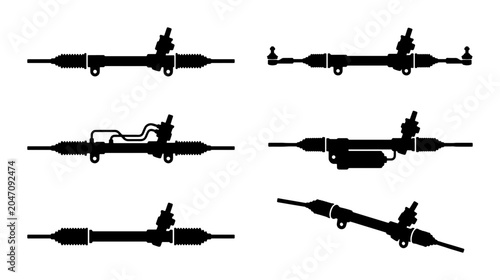 Obraz na płótnie Automotive Steering Rack Vector Icons Set, Car Parts Mechanical Components Colle