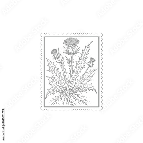 Milk Thistle Leaves Serrated Stamp Graphic