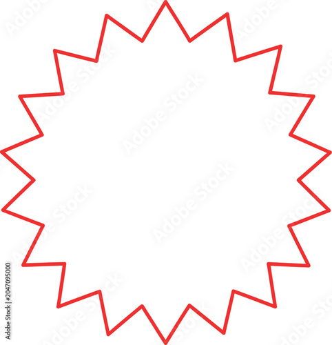 Red Starburst Outline Blank Sale Badge Shape Template