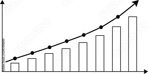 Business Growth Upward Trend Bar Line Graph Arrow Chart Vector Illustration