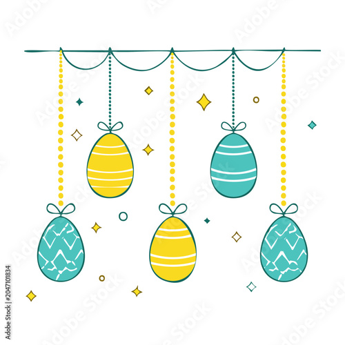 Hanging Easter Eggs Decoration with Stars