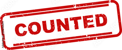 Tableau sur toile Red rubber stamp with the word 'counted' inside a rectangular frame on white bac