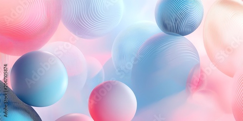 Abstract Colorful Spheres with Soft Lighting and Swirling Patterns in Futuristic Style