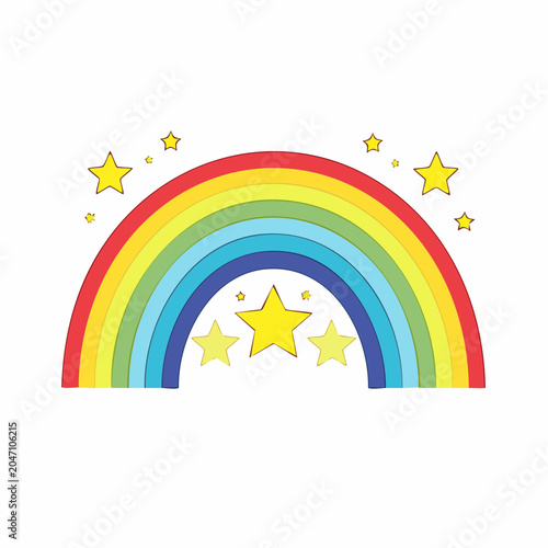 Colorful Rainbow and Stars Illustration