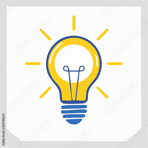 Doodle light bulb with radiating lines symbolizing an idea