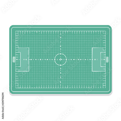 Flat design soccer field diagram with markings