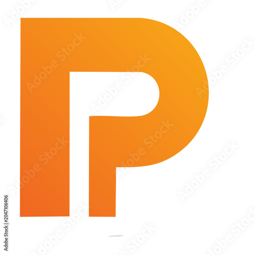 Orange letter P icon with white background