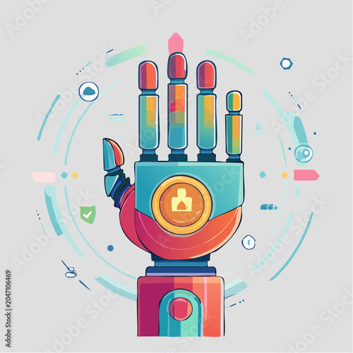 Robotic Hand with Futuristic Digital Interface