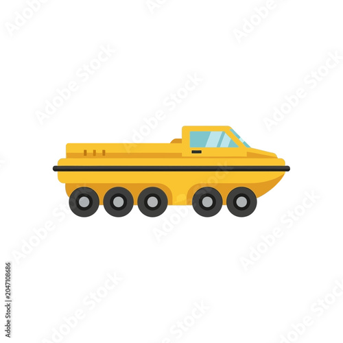 Canvastavla Vector Illustration of an Amphibious All-Terrain Vehicle with Multiple Wheels