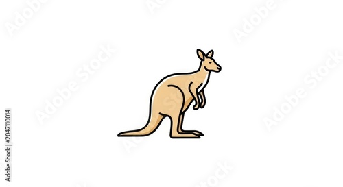 Stylized kangaroo standing in profile with black outlines