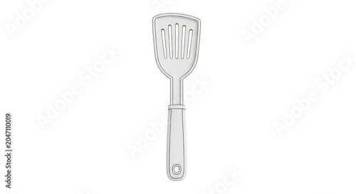 Simple kitchen spatula line drawing on white background