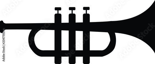Photos Black silhouette of a trumpet on a white background brass instrument
