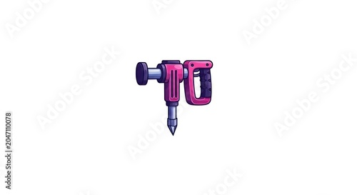 Colorful cartoon jackhammer tool isolated on white