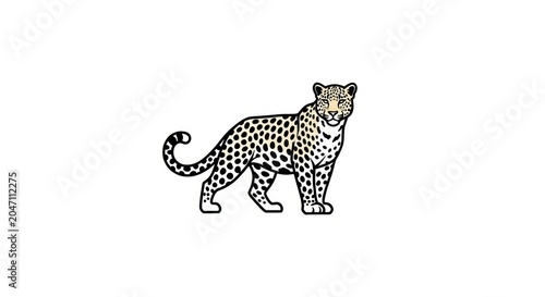 Minimalist line art of a standing leopard