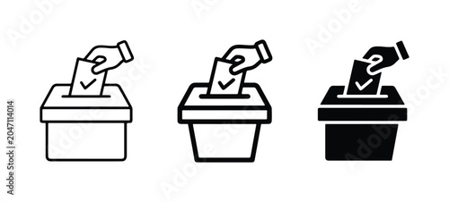 Tableau sur toile Voting Icons: Ballot Box, Hand Casting Vote, Election Symbol, Civic Duty, Democr