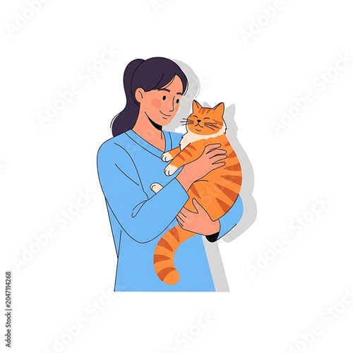 Woman holding gift box wrapped in orange paper.