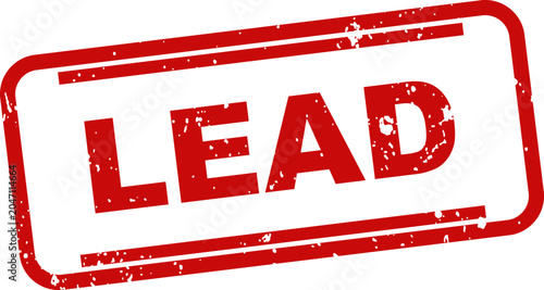 Quadro su tela Red rubber stamp with the word 'lead' isolated on a white background business co