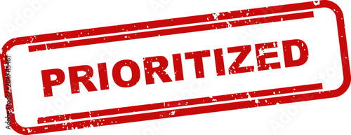 Картината върху платно Prioritized red stamp on white background task management and importance indicat