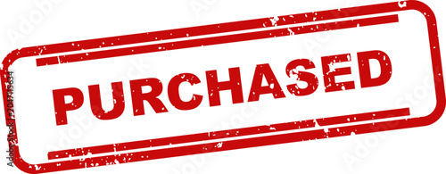 Bild auf Leinwand Red rubber 'purchased' stamp impression isolated on white background commercial