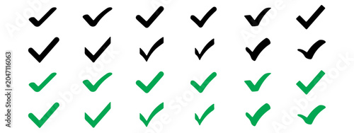 Check mark icon set vector illustration. approval tick symbol for website. check box icon with right, yes or  green tick box. Editable stroke.
