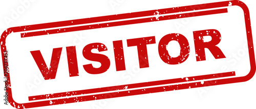 Red rubber stamp with the word visitor isolated on a white background business communication concept