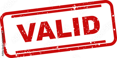 Tableau sur toile Red rubber stamp with the word valid isolated on a white background approval con
