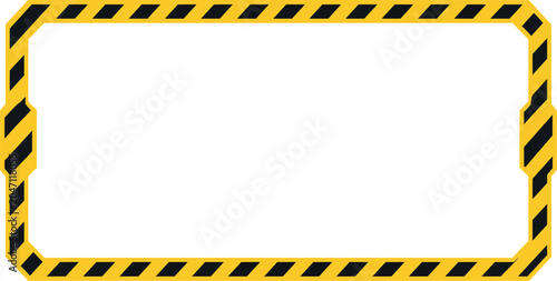 Tableau sur toile Yellow and Black Hazard Warning Frame, Striped Construction Border Vector Illust